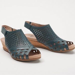 Earth Leather Perforated Wedge Sandal